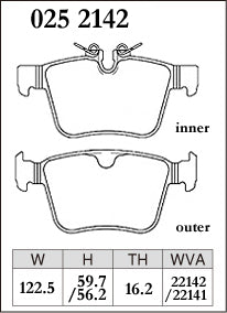 DIXCEL Rear Brake Pads - Jaguar F-Pace / XE / XF / Range Rover Evoque / Volvo XC60 Pad Shape