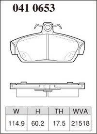 DIXCEL Front Brake Pads - Rover MGF (RD18K) - 1.8 / 1.8 VVC Pad Shape