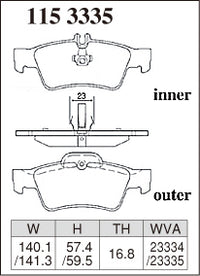DIXCEL Rear Brake Pads - Mercedes-Benz E-Class (W211/W212) / S-Class (W220/W221) / CLS Pad Shape