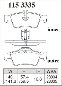 DIXCEL Rear Brake Pads - Mercedes-Benz E-Class (W211/W212) / S-Class (W220/W221) / CLS Pad Shape