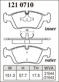 DIXCEL Front Brake Pads - BMW 3 Series (E36/E46) / Z3 / Z4 (E85/E86) Pad Shape