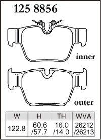 DIXCEL Rear Brake Pads - BMW M135i (F40) / M235i (F44) / X2 M35i (F39) / MINI JCW (F54/F60) Pad Shape
