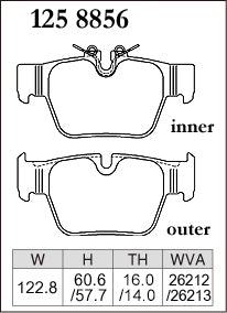 DIXCEL Rear Brake Pads - BMW M135i (F40) / M235i (F44) / X2 M35i (F39) / MINI JCW (F54/F60) Pad Shape