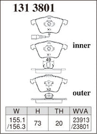 DIXCEL Front Brake Pads – VW Golf R32 (Mk5) / Audi A3 S3 (8P)