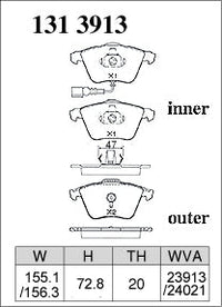 DIXCEL Front Brake Pads – VW Golf R (Mk6) / Scirocco R / Audi S3 (8P)