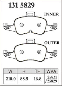 Dixcel Front Brake Pads - Audi TT / TTS (FV) Pad Shape