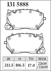 DIXCEL Front Brake Pads - Audi RS6 (C8) / RS7 (C8) / Porsche Cayenne/Cayenne Coupe (9YA/9YB) Pad Shape