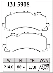 DIXCEL brake pad shape diagram – part number 1315908 – Audi S6 (C8) / S7 (C8) / S8 (D5) / SQ7 (4M) / SQ8 / RSQ8 (4MN)