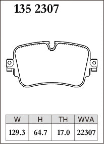 DIXCEL brake pad shape diagram – part number 1352307 – Audi A6/S6 (C8) / A7/S7 (C8) / A8/S8 (D5) / Q7/SQ7 (4M) / Q8/SQ8/RSQ8 (4MN) / VW Touareg (CR)