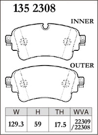 DIXCEL Rear Brake Pads - Audi A4/S4 (B9) / A5/S5 (F5) / Q5/SQ5 (FY) / VW Touareg (CR) Pad Shape
