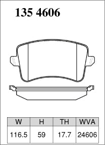 DIXCEL brake pad shape diagram – part number 1354606 – Audi A4 (8K) / A5 (8T) / Q5 / SQ5 (8R)