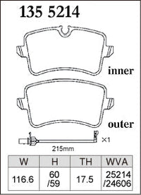 DIXCEL Rear Brake Pads - Audi S6/S7 (C7) S8 (D4) RS4 (B8) RS5 (8T/8F) RS6/RS7 (4G) / Porsche Macan (95B)