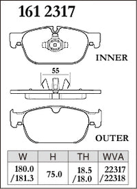 Dixcel Front Brake Pads - Polestar 2 / Volvo S60 / S90 / V60 / V90 Pad Shape