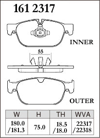 Dixcel Front Brake Pads - Polestar 2 / Volvo S60 / S90 / V60 / V90 Pad Shape