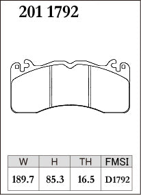 DIXCEL brake pad shape diagram – part number 2011792 – Ford Mustang 5.0 GT / Bullitt (S550 | FM / FN)