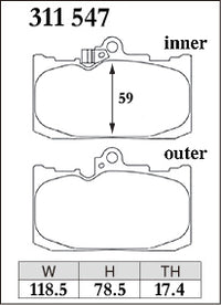 DIXCEL Front Brake Pads - Lexus RC200t / RC300 (ASC10R) / RC350 (GSC10R) - F Sport Pad Shape