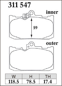 DIXCEL Front Brake Pads - Lexus RC200t / RC300 (ASC10R) / RC350 (GSC10R) - F Sport Pad Shape