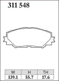 DIXCEL Front Brake Pads - Toyota Corolla (ZRE152R/ZRE172R/ZRE182R) / RAV4 (ACA38R) Pad Shape