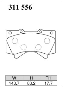 DIXCEL Front Brake Pads - Toyota LandCruiser 200 Series (VDJ200R/URJ202R) / Tundra (USK56L) / Lexus LX570 (URJ201R) Pad Shape