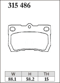 DIXCEL Rear Brake Pads - Lexus IS250 (GSE20R/GSE30R) / GS350 (GRS191R) / Toyota Crown (GRS200R) / Mark X (GRX130R) Pad Shape
