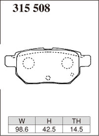 DIXCEL Rear Brake Pads - Toyota Corolla (ZRE212/MZEA17) / Prius (ZVW51/ZVW55) / Yaris (NCP131) / Auris (ZRE152H) Pad Shape