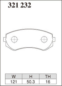 DIXCEL brake pad shape diagram – part number 321232 – Nissan Patrol (GU/Y61) / Cefiro (A31) / Pulsar SSS (N14)
