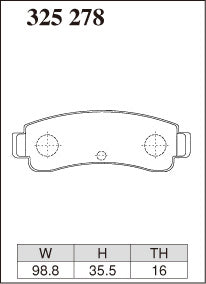 DIXCEL brake pad shape diagram – part number 325278 – Nissan Pulsar GTI-R / SSS (N14) / NX (B13)