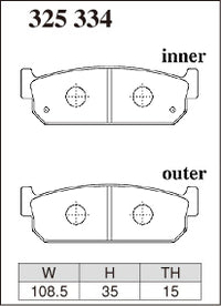 DIXCEL Rear Brake Pads - Nissan Stagea RS Four S (C34) Pad Shape