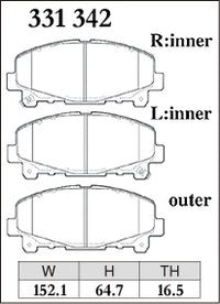 DIXCEL Front Brake Pads - Honda Accord Euro (CU2) Pad Shape