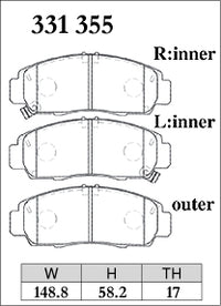 Dixcel Front Brake Pads - Honda Civic (EU/FB) / Accord (CM/CP) / Stream (RN) / Edix (BE) Pad Shape