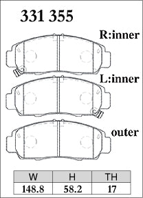 Dixcel Front Brake Pads - Honda Civic (EU/FB) / Accord (CM/CP) / Stream (RN) / Edix (BE) Pad Shape