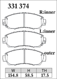 Dixcel Front Brake Pads - Honda CR-V (RM1/RM4/RW1/RW2) Pad Shape