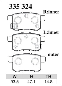 Dixcel Front Brake Pads - Honda Accord (CL/CM/CU/CW/CP/CR/CV) / Inspire (CP) Pad Shape