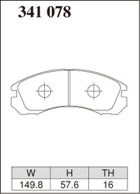 DIXCEL brake pad shape diagram – part number 341078 – Mitsubishi Lancer Evo I–IX / Evo X RS