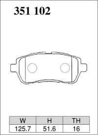 DIXCEL Front Brake Pads - Ford Fiesta (WS/WT/WZ) / Mazda2 (DE) / Suzuki Swift (FZ/AZ) Pad Shape