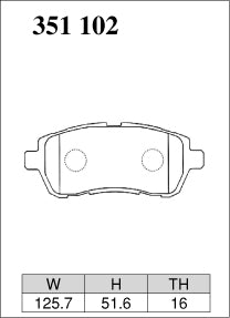 DIXCEL Front Brake Pads - Ford Fiesta (WS/WT/WZ) / Mazda2 (DE) / Suzuki Swift (FZ/AZ) Pad Shape