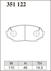 DIXCEL brake pad shape diagram – part number 351122 – Mazda MX-5 (NA) 1.6 (NA6C)