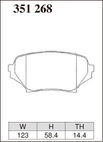 DIXCEL brake pad shape diagram – part number 351268 – Mazda MX-5 (NC18)