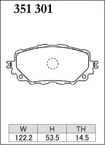 DIXCEL brake pad shape diagram – part number 351301 – Mazda MX-5 (ND) / Fiat 124 Spider (348)