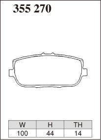 DIXCEL brake pad shape diagram – part number 355270 – Mazda MX-5 (NC18 / ND) / Fiat 124 Spider (348)