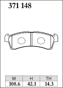 DIXCEL brake pad shape diagram – part number 371148 – Suzuki Alto (HA36V / HA36S / HA37S / HA97S)