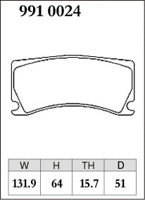 DIXCEL brake pad shape diagram – part number 9910024 – Peugeot 308 GTi 270 (T9 / Alcon Calipers)